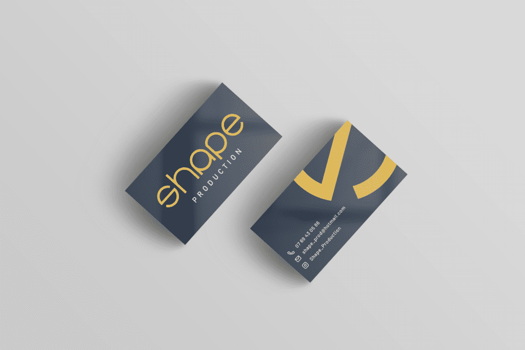 Carte de visite avec l'ancienne identité visuelle de Shape Production